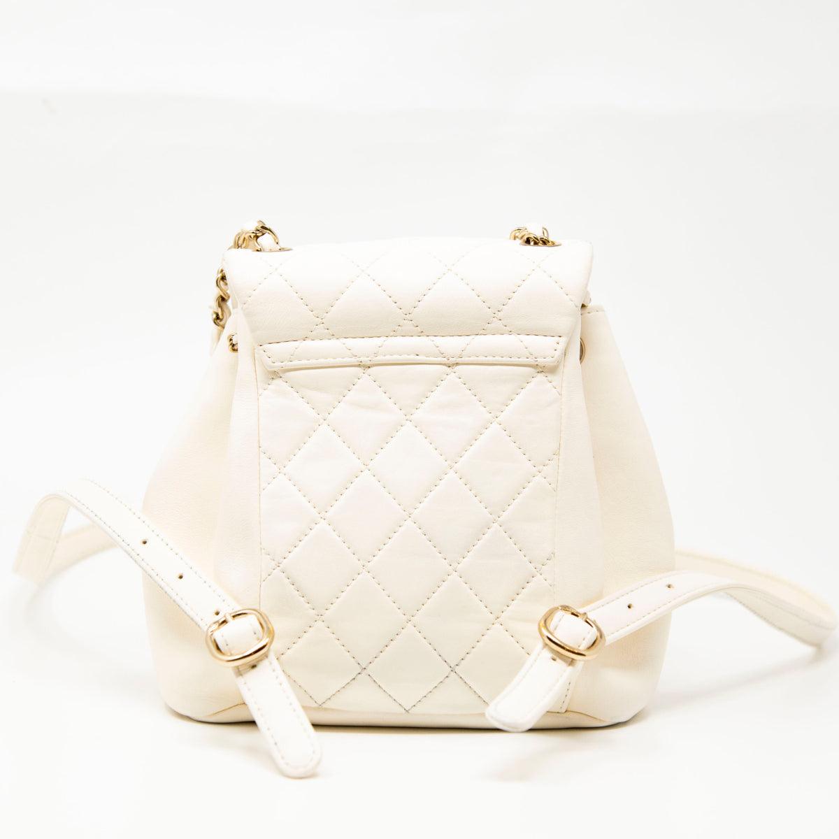 Chanel White Lambskin Duma Backpack - Luxury Designer Backpack for Women, Perfect for Travel, Work & Everyday Use