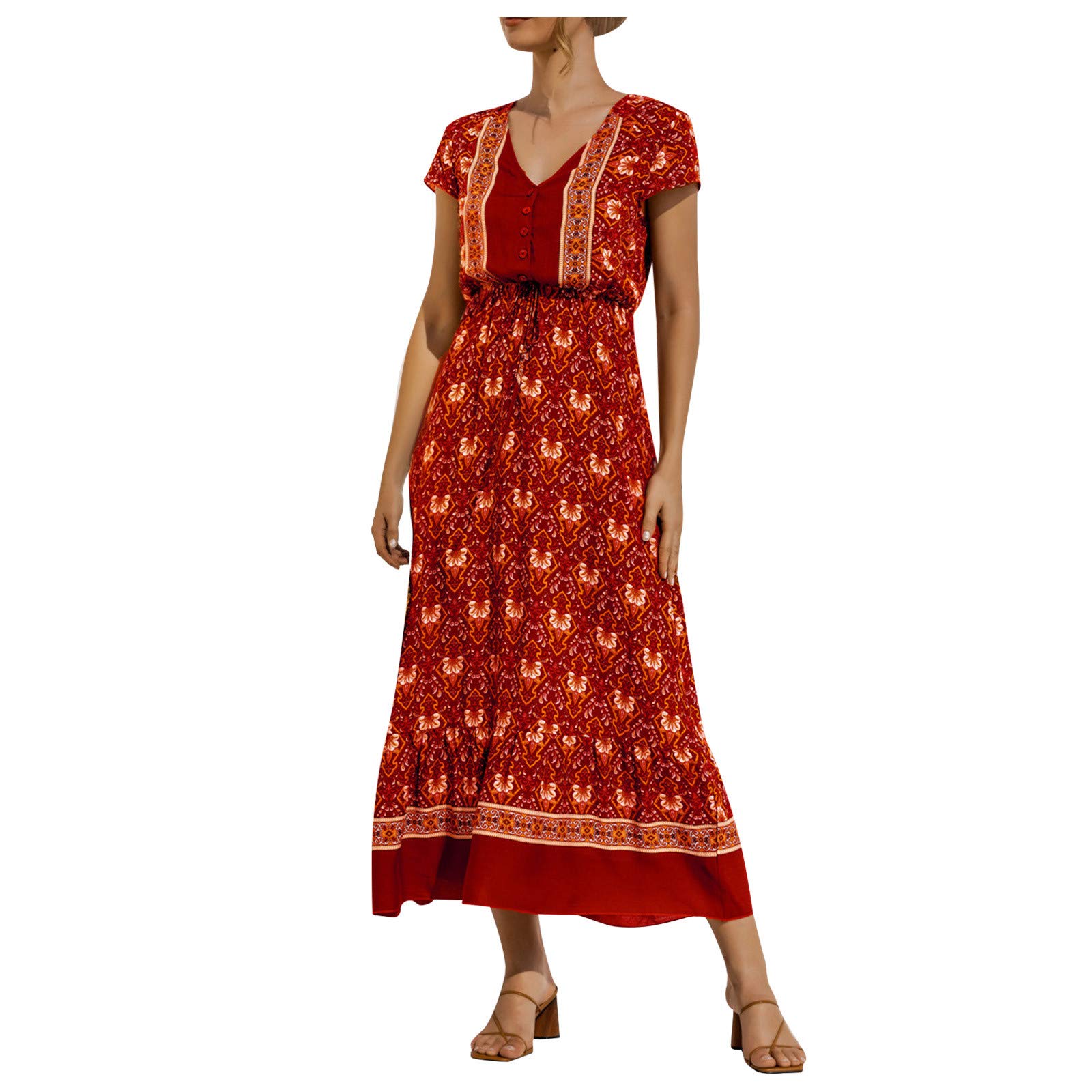Twoker Sleeve Dress with Buttons - Hawaiian Style Women's Bandage Short Summer Dress for Casual Wear | Perfect for Beach Vacations, Pool Parties & Tropical Getaways