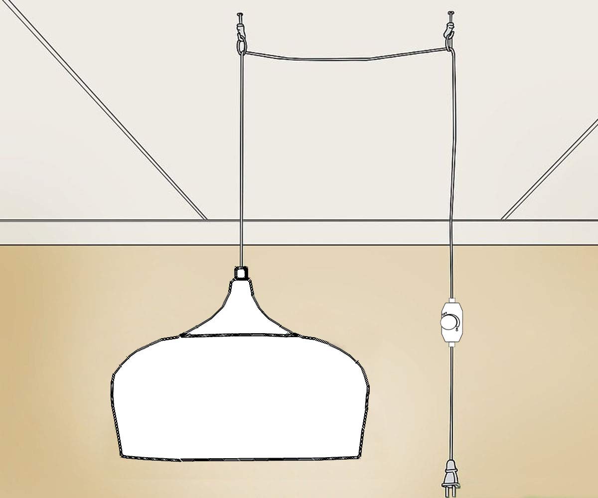 Dimmable Plug in Pendant Light - Modern Hanging Lamp for Home, Office, Bedroom, Dining Room & Cafe | Black Finish | Perfect for Ambient Lighting & Space Saving