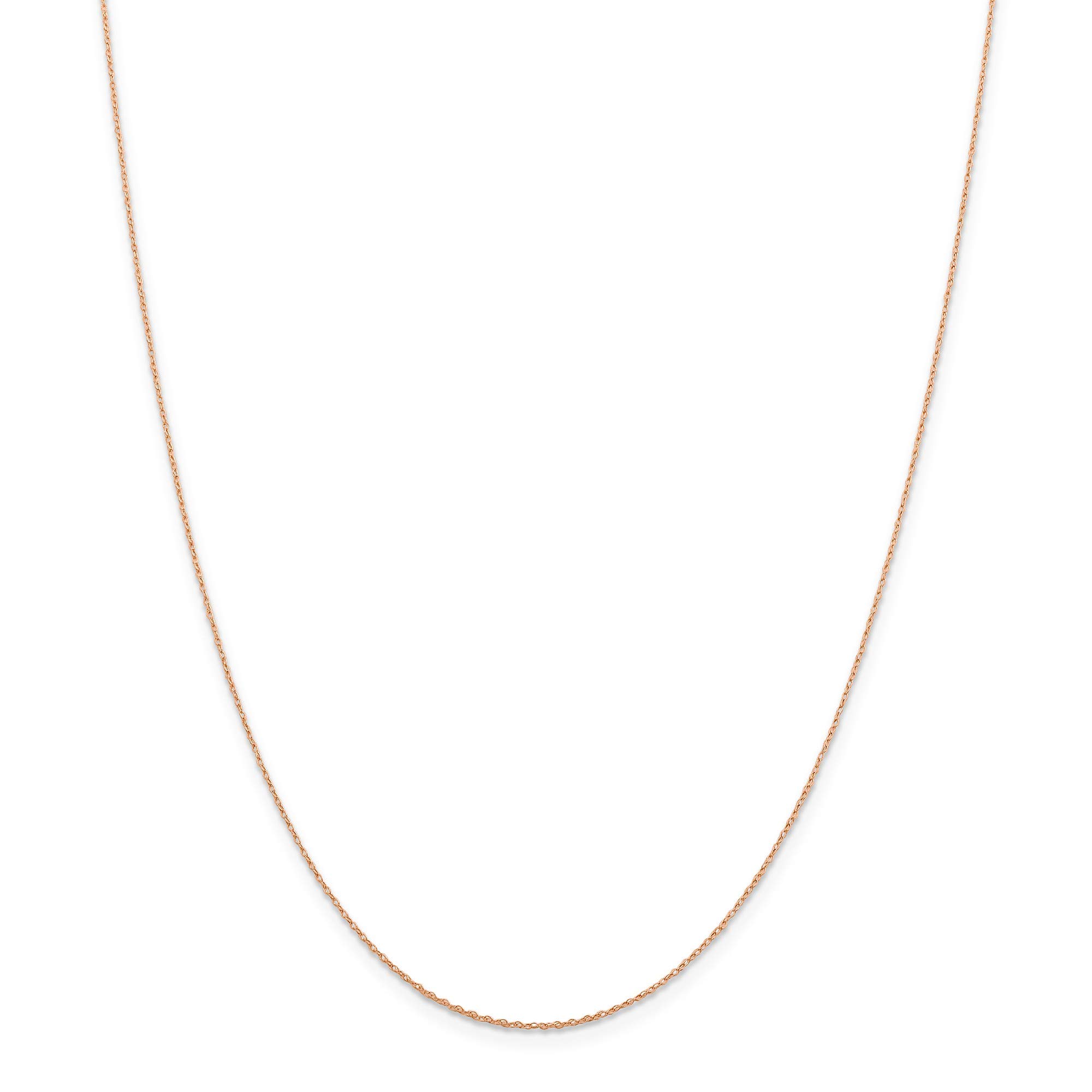 14K Rose Gold 0.5mm Cable Rope Chain Necklace - 18 Inch Dainty Jewelry for Women - Perfect for Layering, Gift Giving & Everyday Wear