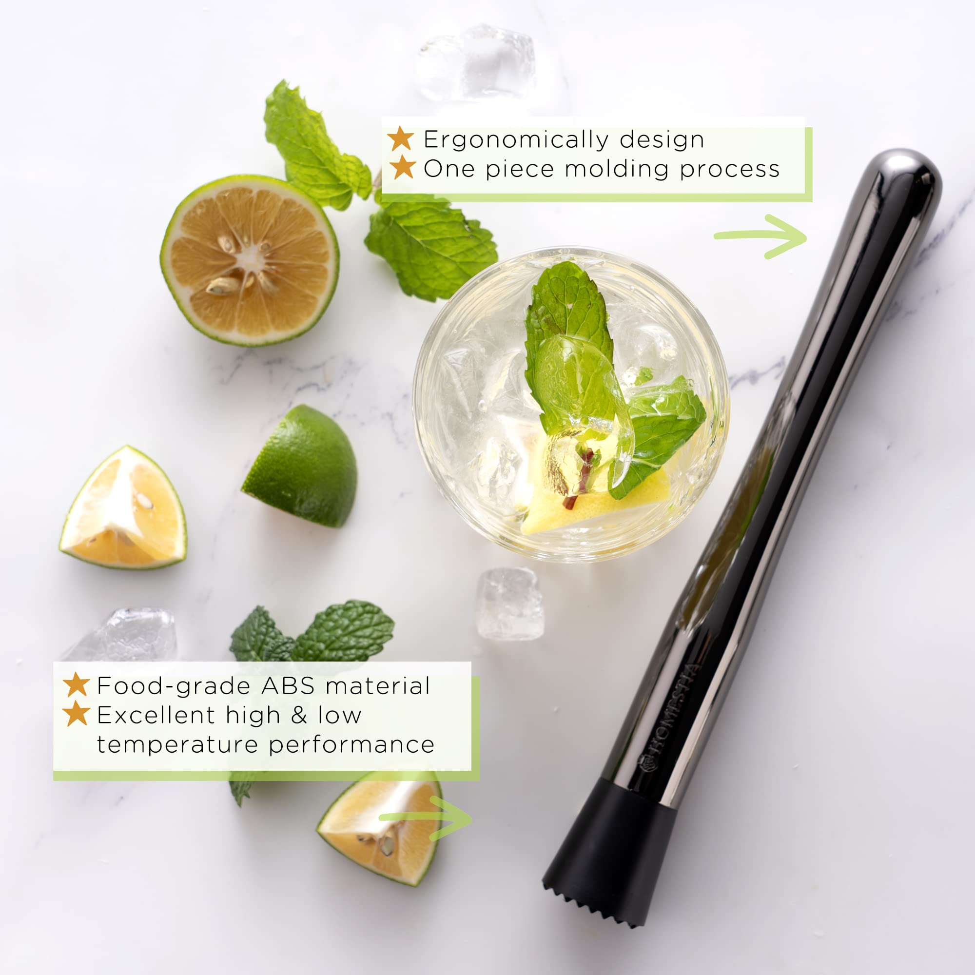 Premium 10-Inch Stainless Steel Cocktail Muddler - 304 Grade Bar Tool for Mojitos, Old Fashioned & Fruit Drinks | Durable Home Bar Essential for Mixologists & Entertaining | Perfect for Home Bars, Parties & Professional Bartending