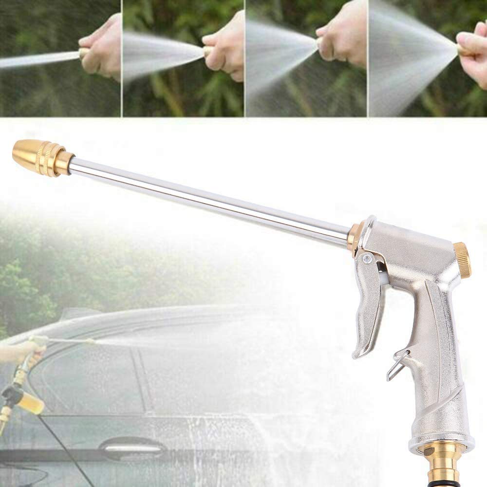 Heavy Duty Brass Garden Hose Nozzle - High Pressure Pistol Grip Sprayer with 360° Rotation for Lawn, Car Washing & Patio Cleaning | Perfect for Watering Plants, Pet Bathing & Outdoor Cleaning Tasks