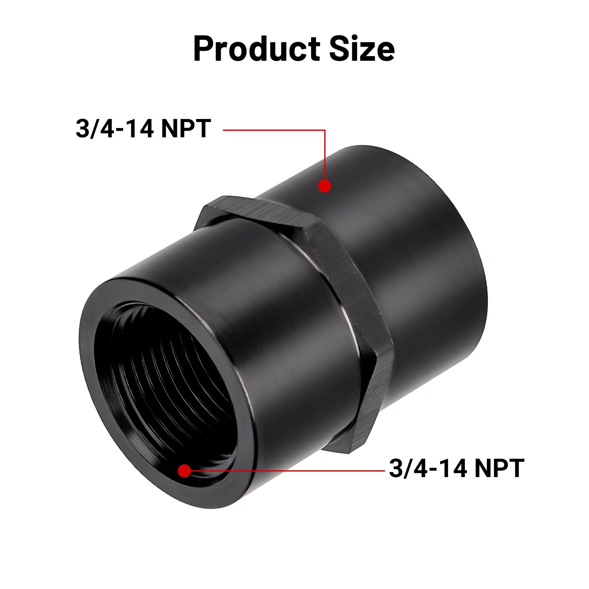 EVIL ENERGY NPT Female to NPT Female Straight Adapter - Black Aluminum Fuel/Oil/Air Fitting for Automotive, Hydraulic & Industrial Applications