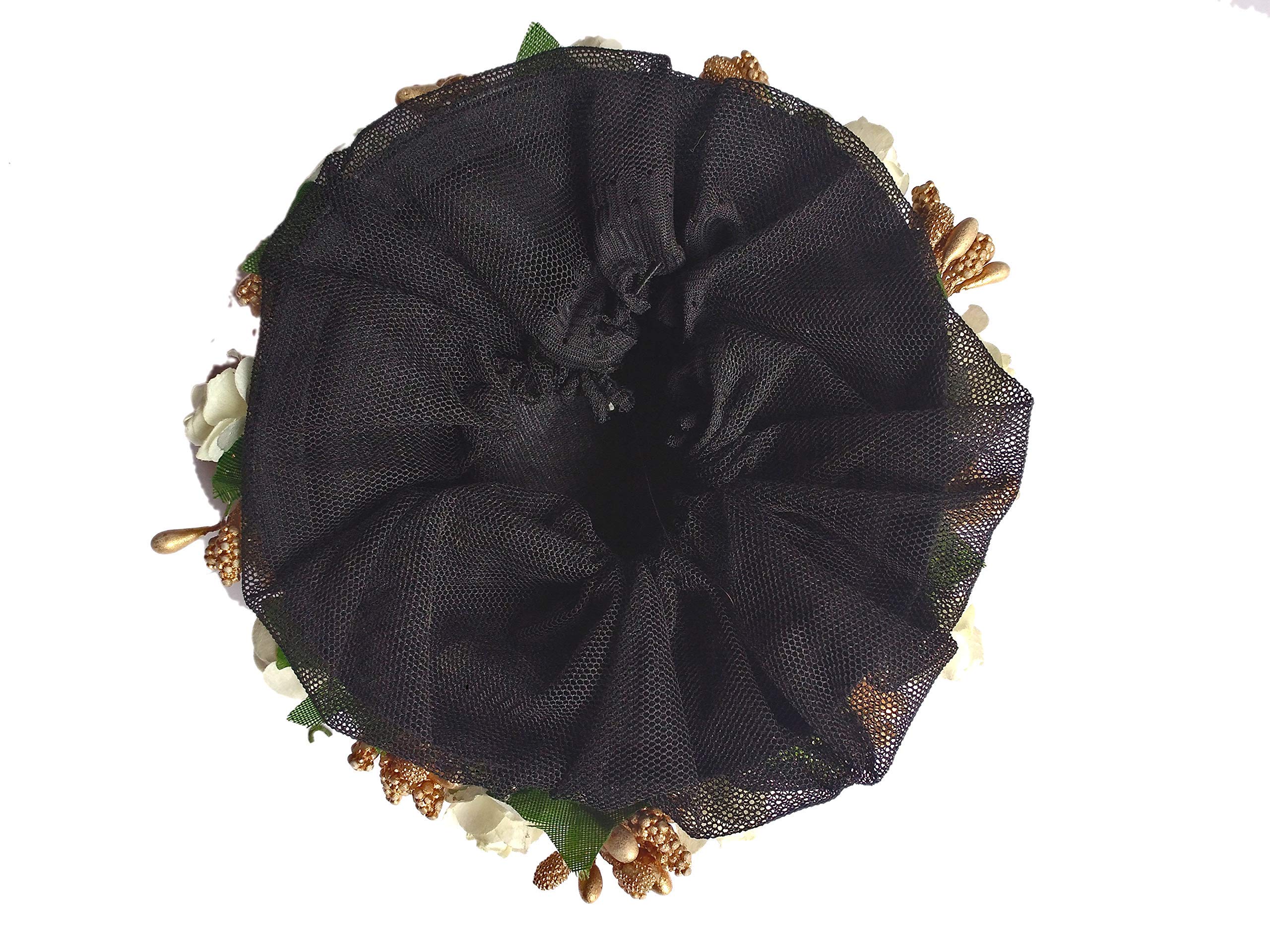 Gogi Enterprises Bun Juda Maker - Floral Gajra Hair Accessories for Women & Girls (White & Red) | Perfect for Weddings, Parties & Traditional Events