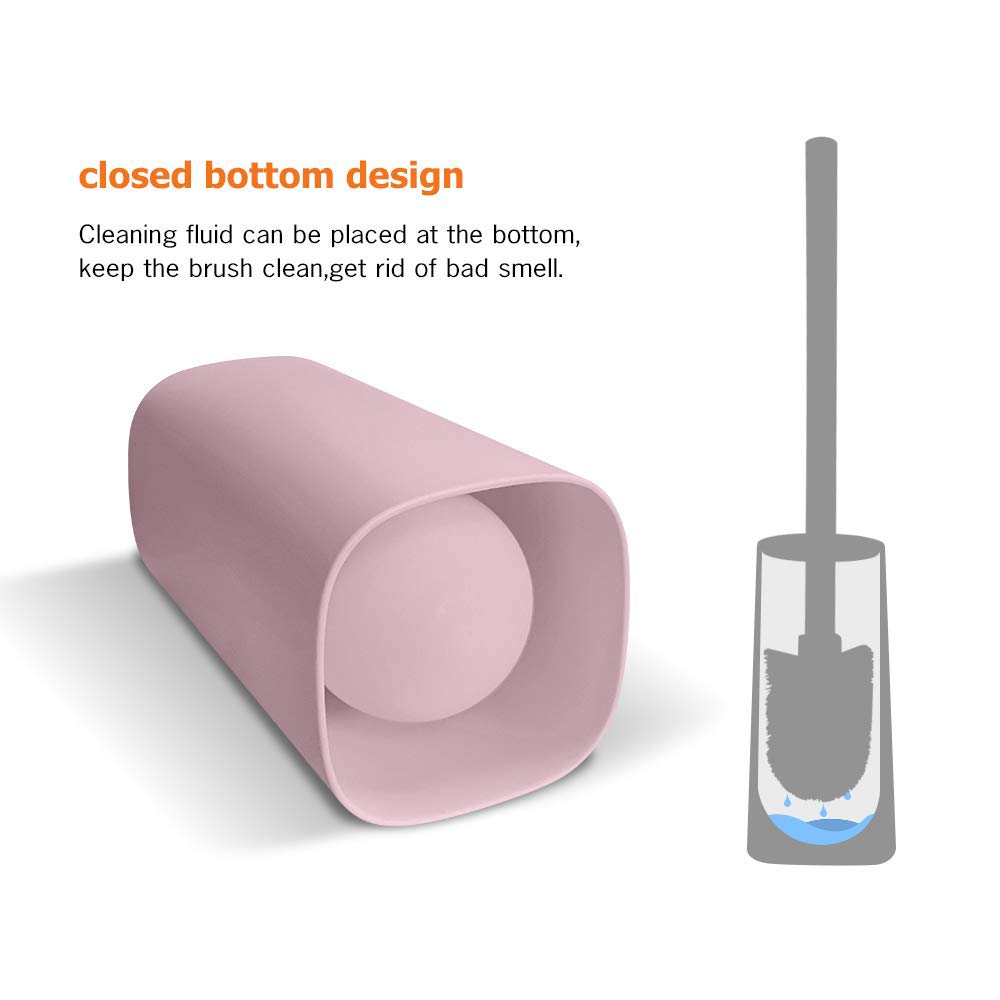 BOLLAER Toilet Brush and Holder Set - Modern Long Handle Toilet Bowl Brush with Stand for Bathroom Cleaning, Durable & Hygienic (Pink) | Perfect for Home, Apartment, RV & Office Bathrooms