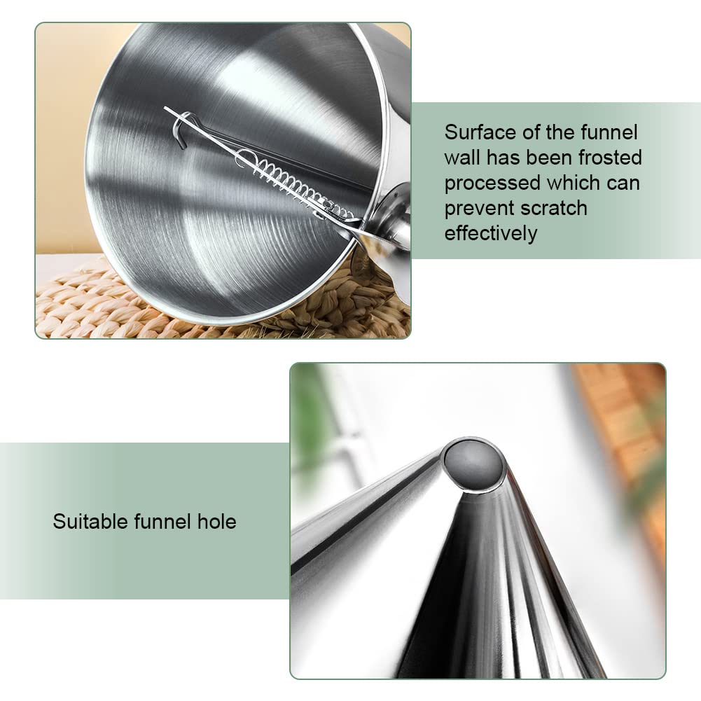 Premium Stainless Steel Conical Funnel - Kitchen Cooking Syrup Batter Dispenser for Baking, Cake Decorating, Desserts & Whipped Cream - Durable Shelf-Stable Funnel for Home & Professional Use