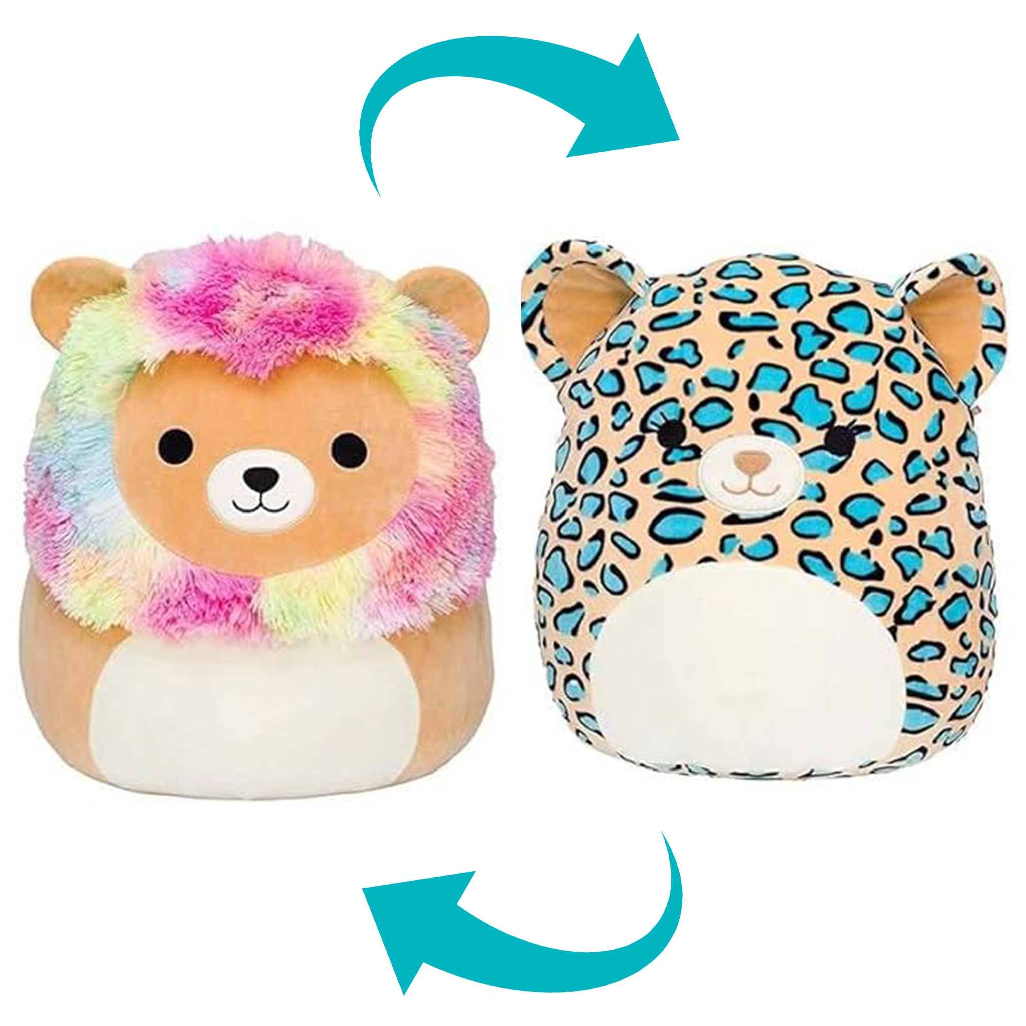 Squishmallow Flip a Mallows Leonard the Lion & Liv the Leopard - 2-in-1 Plush Toy for Kids, Soft and Huggable Stuffed Animals - Perfect for Cuddling, Collecting, and Playtime Fun