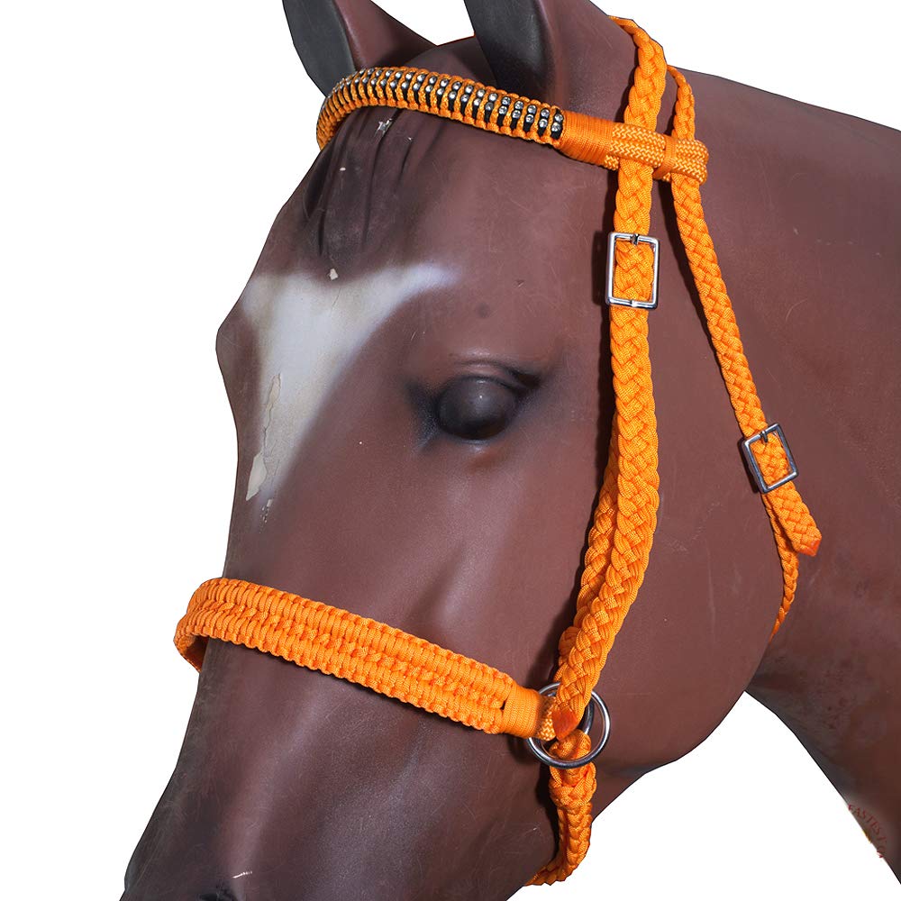 HILASON Braided Paracord Horse Bridle with Crystals - for Trail Riding & Shows
