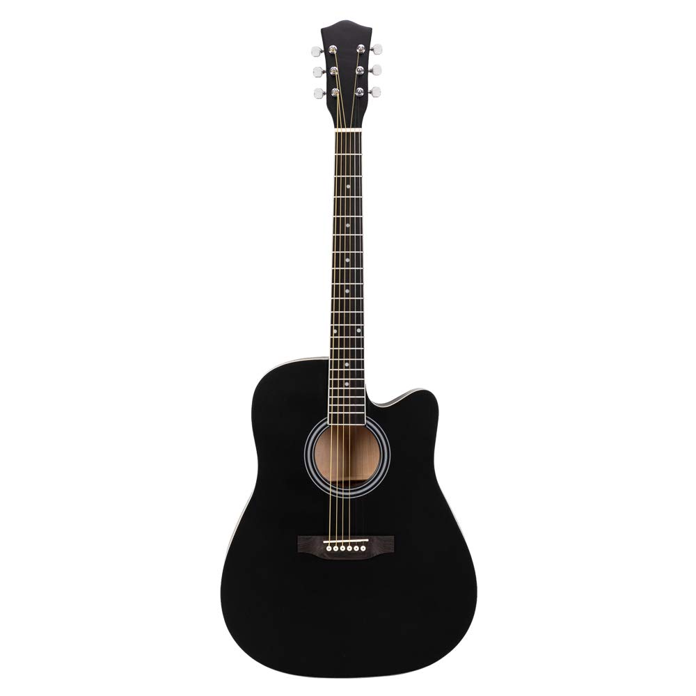 Trlec 41-Inch Full Size Cutaway Acoustic Guitar with 20 Frets - Complete Beginner Kit for Adults & Students Includes Gig Bag, Wrench & Extra Strings (Black) - Perfect for Home Practice, Music Lessons & Campfire Performances
