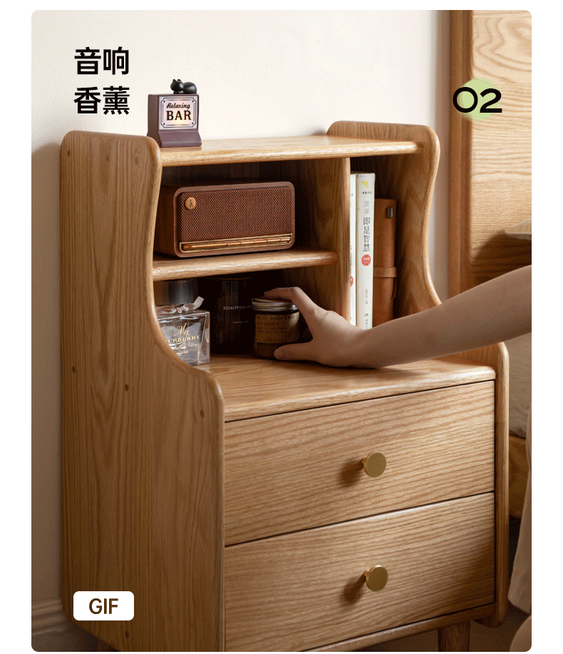 Solid Oak Wood Nightstand - Sturdy Bedside Table with Drawer for Bedroom, Living Room, or Office - Perfect for Storage and Decor
