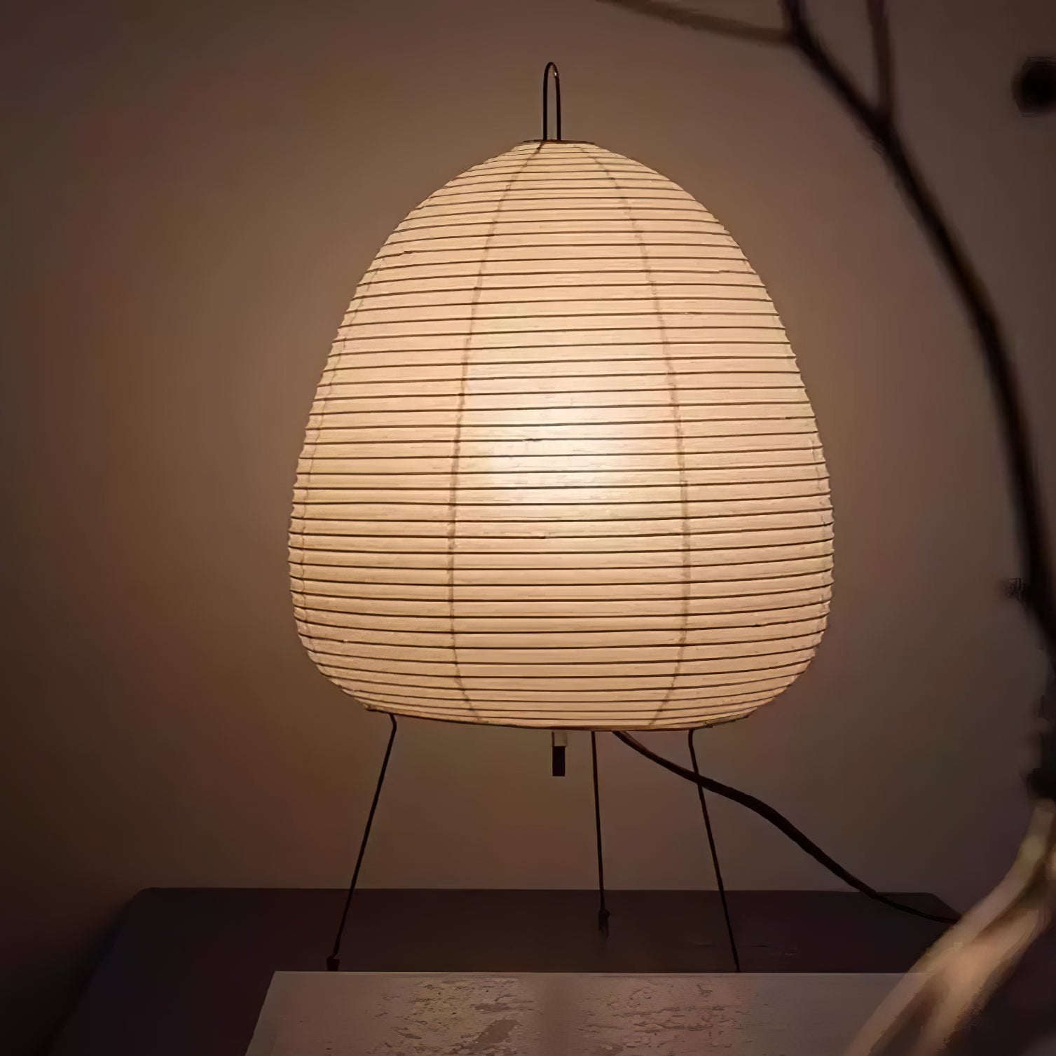 Japanese Akari Paper Table Lamp - Handmade Shoji Style Lighting for Bedroom, Living Room & Office - Warm Ambient Light for Relaxation & Decor