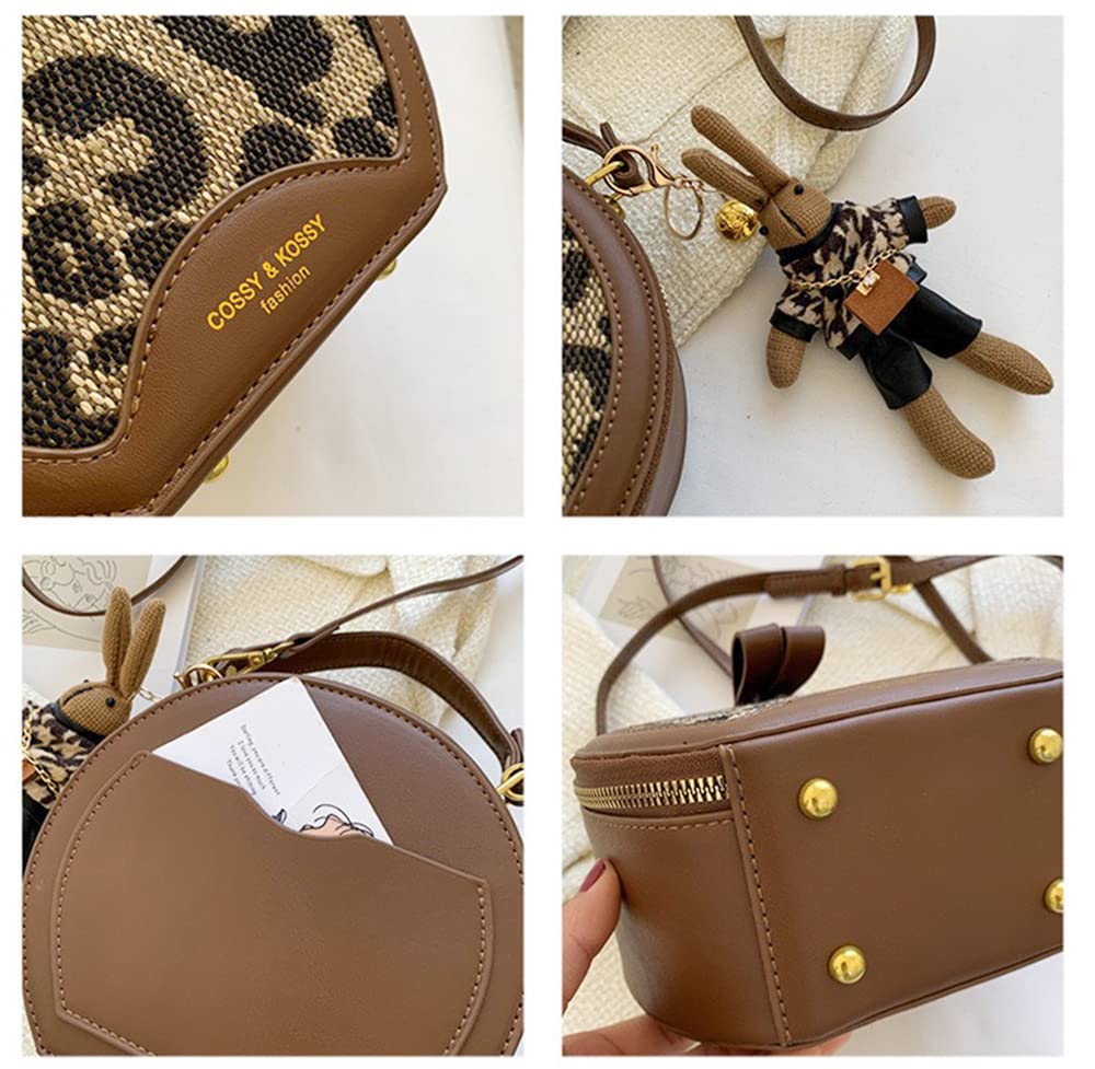 RTGGSEL Women's Quilted Lattice Crossbody Shoulder Bag - Small Square Tote Satchel Purse with Bunny Doll Pendant | Fashion Accessory for Daily Use, Shopping & Travel