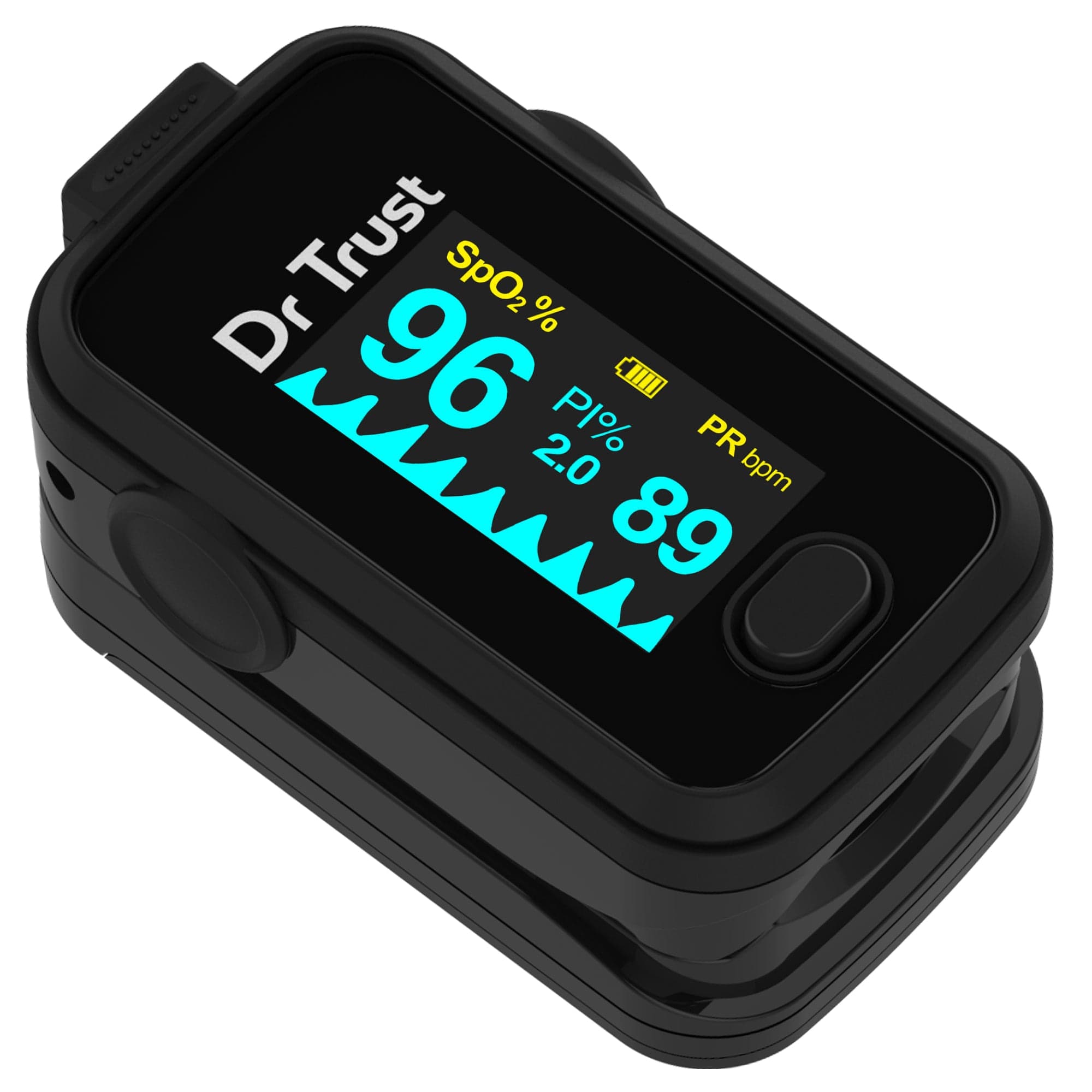 Dr Trust USA Signature Fingertip Pulse Oximeter - Accurate Spo2 & Heart Rate Monitor for Adults & Kids - Black - Ideal for Home Use, Travel, and Sports Activities