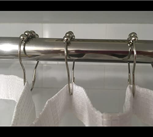 Rust-Resistant Metal Shower Curtain Rings - 6 Pack Hooks for Rolling Bathroom Shower Rods | Durable Curtain Hangers for Bath & Shower Accessories | Perfect for Home, Hotel & Spa Bathroom Upgrades