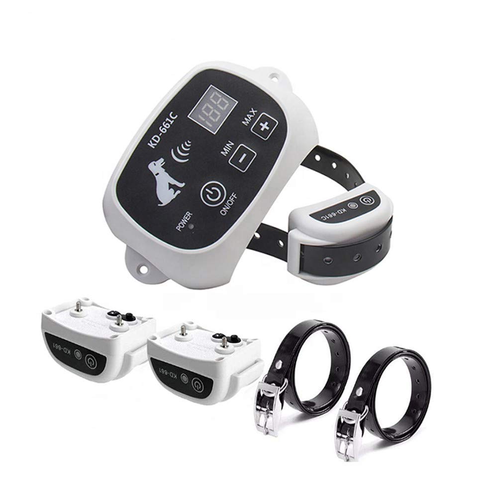 Wireless Dog Fence System - Safe & Effective Electric Pet Containment with Waterproof Collar, Adjustable Range & Distance Display - Beep & Shock Modes for 2 Dogs - Perfect for Yard Training & Outdoor Pet Safety