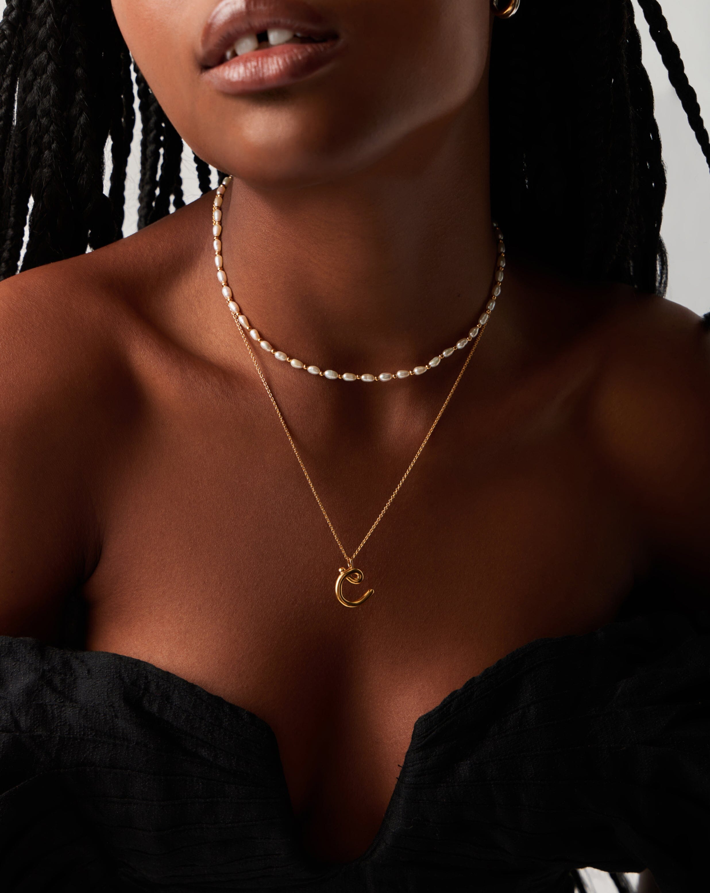 Personalized Initial Pendant Necklace - 18K Gold Vermeil Curly Molten Letter Charm | Elegant Layering Jewelry for Women, Perfect Gift for Birthday, Anniversary & Valentine's Day