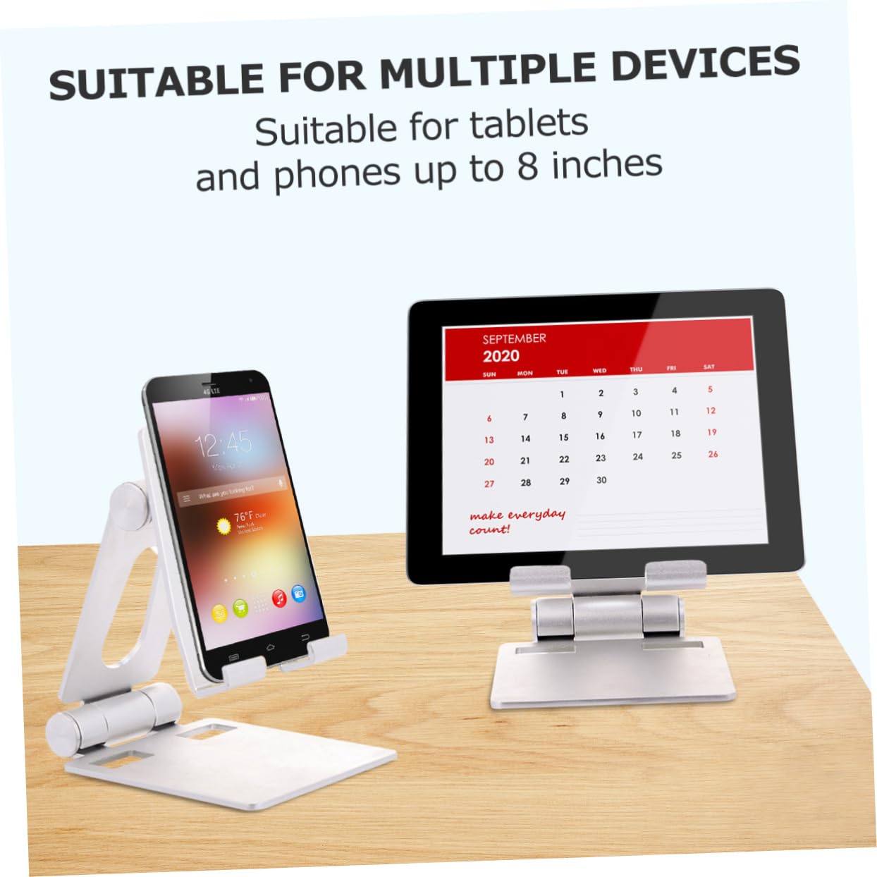 Mikikit 2 Pack Flexible Tablet Stand & Phone Holder - Foldable Desktop Mount for iPad, Smartphones - Perfect for Home Office, Kitchen, Bedroom & Travel Use