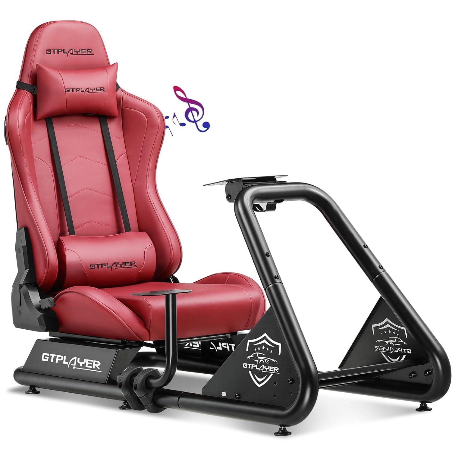 GTPLAYER Racing Simulator Cockpit with Adjustable Seat & Bluetooth Speakers - Ultra-Sturdy Alloy Steel Frame Racing Chair for PC/PS4/Xbox Gaming (Wine Red) | Perfect for Home Gaming Setup, Esports Training & Racing Simulation Enthusiasts