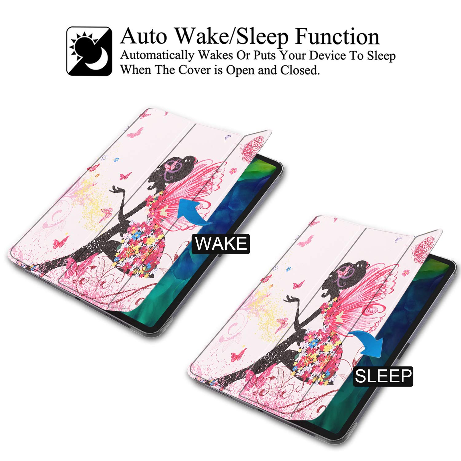 Slim Tri-Fold Stand Case for iPad Pro 11 Inch (3rd/2nd Gen 2021/2020) - Auto Sleep/Wake, Apple Pencil Charging & Pairing, Lightweight Protective Cover (Elf Girl Design) | Perfect for Work, Travel & Home Use