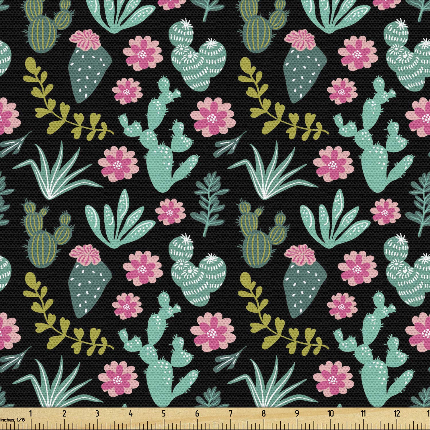 Ambesonne Cactus Fabric by The Yard - 10 Yards Multicolor Botanical Green Desert Flora Print for Upholstery, Home Decor, DIY Projects | Perfect for Pillows, Curtains, Tablecloths & Crafting