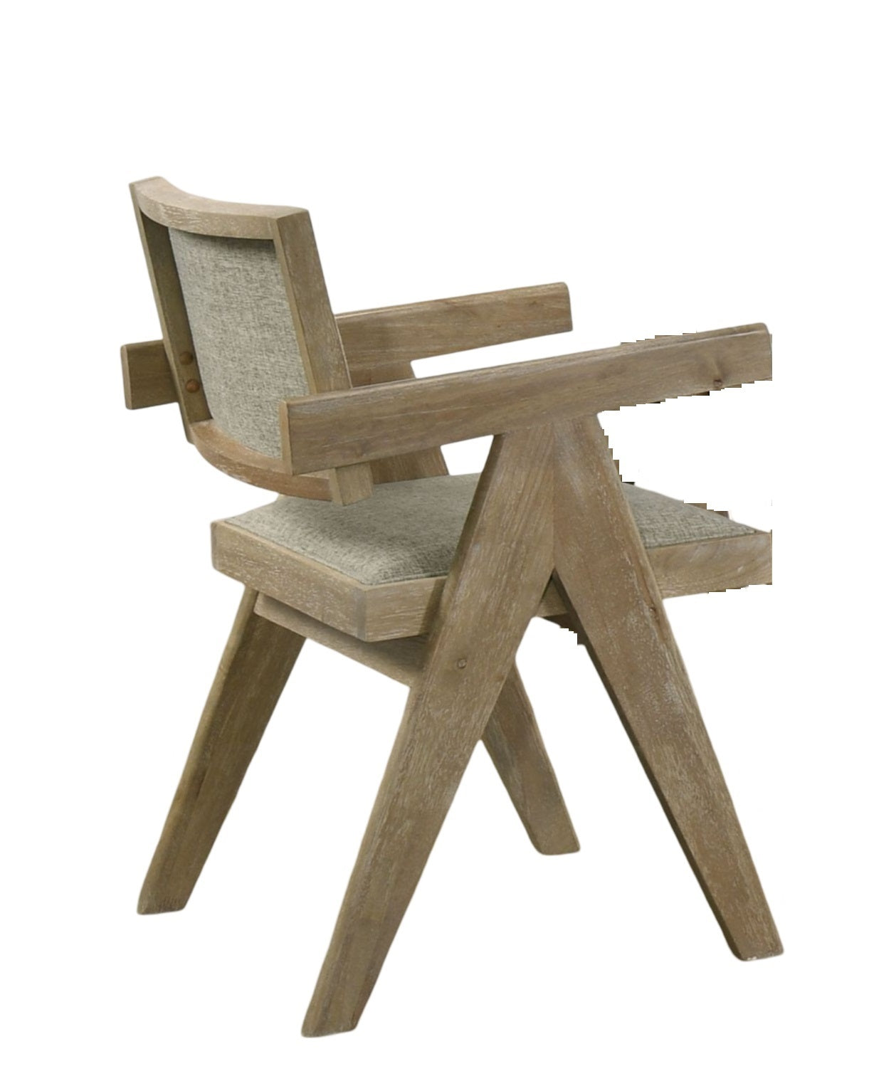 Modern 2-Piece Dining Arm Chairs Set - Oak Veneer & Fabric Upholstered Chairs with Plank Arms - Perfect for Dining Room, Kitchen, Breakfast Nook & Small Space Decor