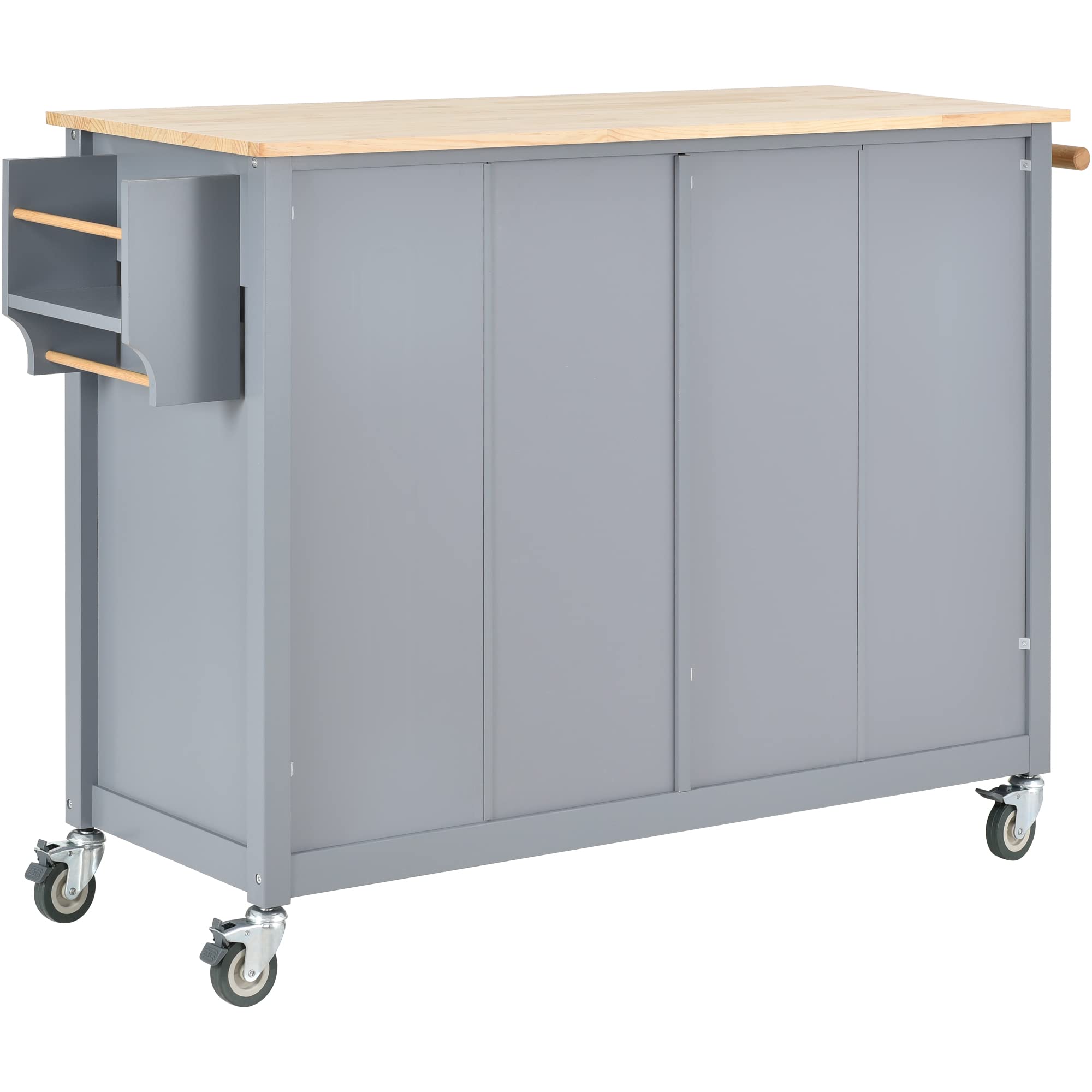 Goujxcy Kitchen Island Cart on Wheels - Rolling Mobile Kitchen Trolley with Storage Cabinet, Drawers & Towel Rack | Solid Wood Countertop, Lockable Casters & Adjustable Shelves | Perfect for Small Kitchens, Dining Rooms & Food Prep Areas