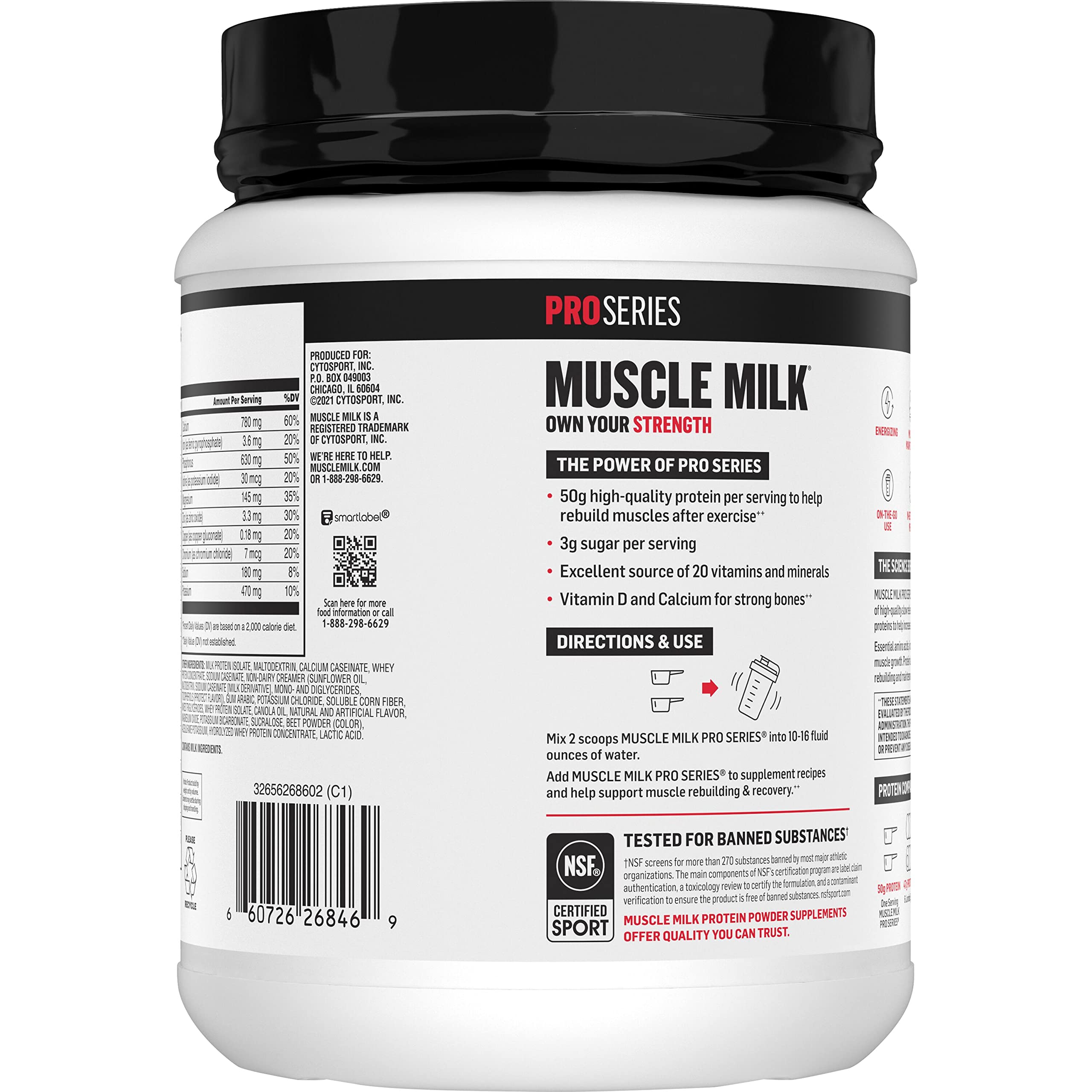 Muscle Milk Pro Series Protein Powder - Strawberry Flavor, 2lb (Pack of 1) | High Protein Shake for Muscle Recovery & Post-Workout Nutrition | Ideal for Gym, Fitness & Bodybuilding