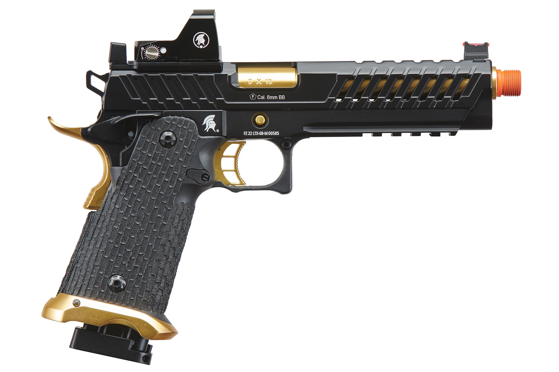 Lancer Tactical Knightshade Hi-Capa Gas Blowback Airsoft Pistol with Micro Red Dot Sight - Realistic Training & Competitive Airsoft Matches