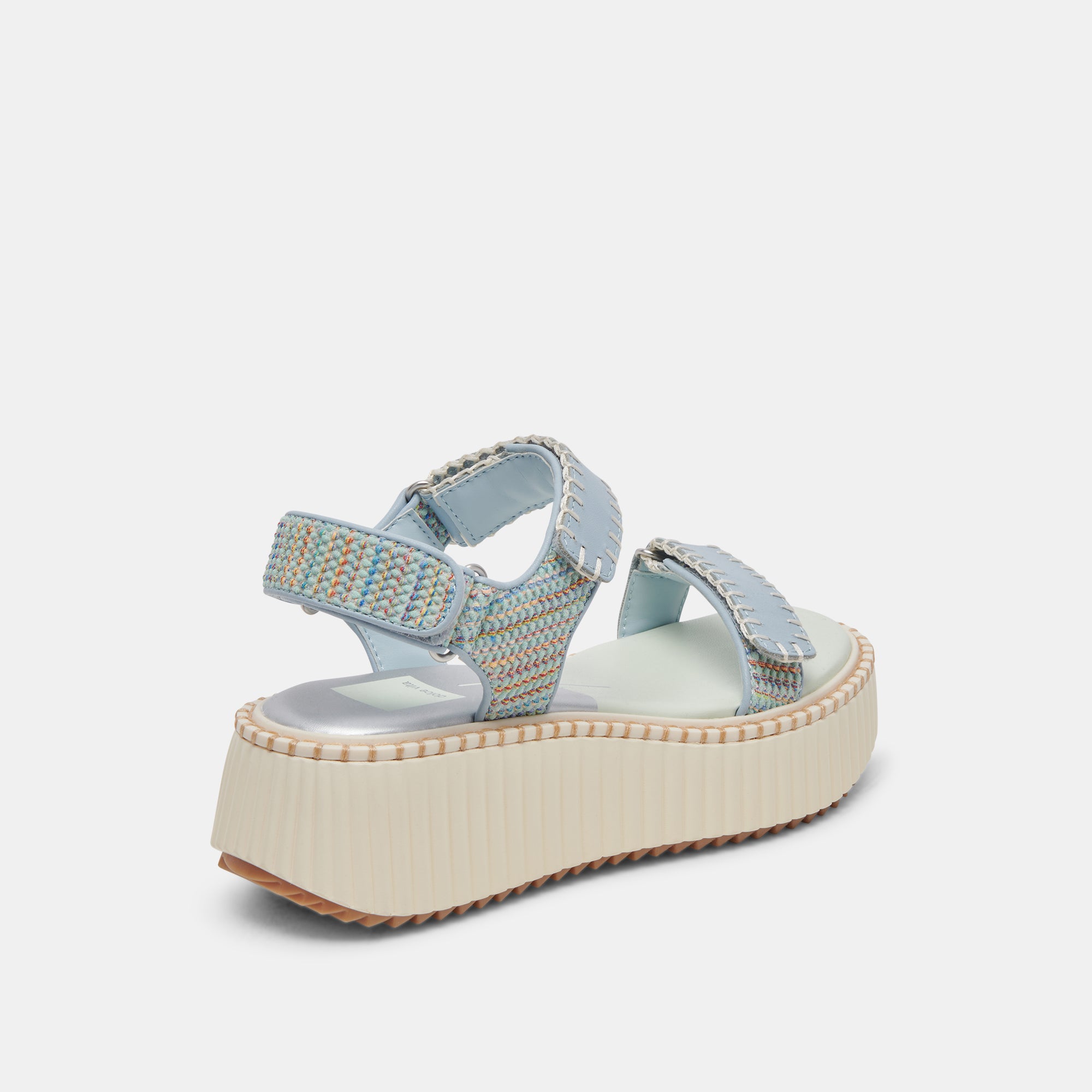 DEBRA Women's Light Blue Knit Sandals - Comfortable Casual Summer Beach Shoes for Walking, Travel & Outdoor Activities