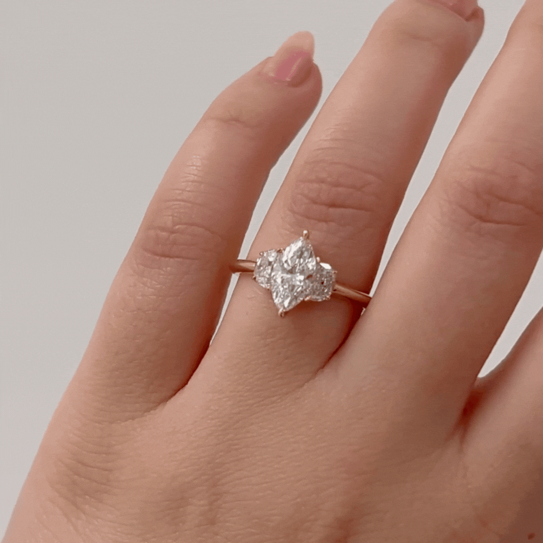 3 Stone Marquise & Half Moon Diamond Ring - Elegant Wedding Band, Engagement Ring for Women - Perfect for Proposals, Anniversaries & Special Occasions