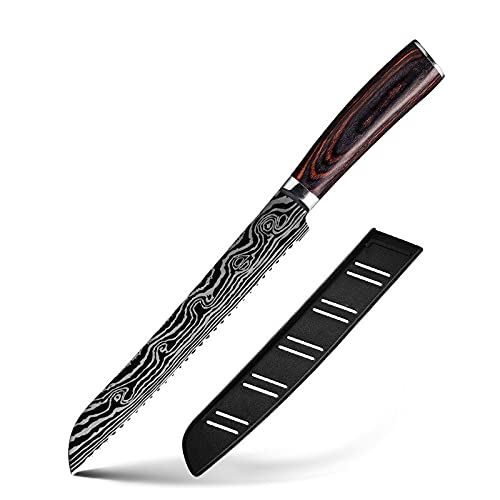 Premium Damascus Steel Knife Set - 10-Piece Professional Chef Knives with Laser Etched Pattern, 5Cr15MoV Stainless Steel Kitchen Cutlery Set for Cooking, Slicing & Food Prep - Ideal for Home Chefs & Culinary Enthusiasts