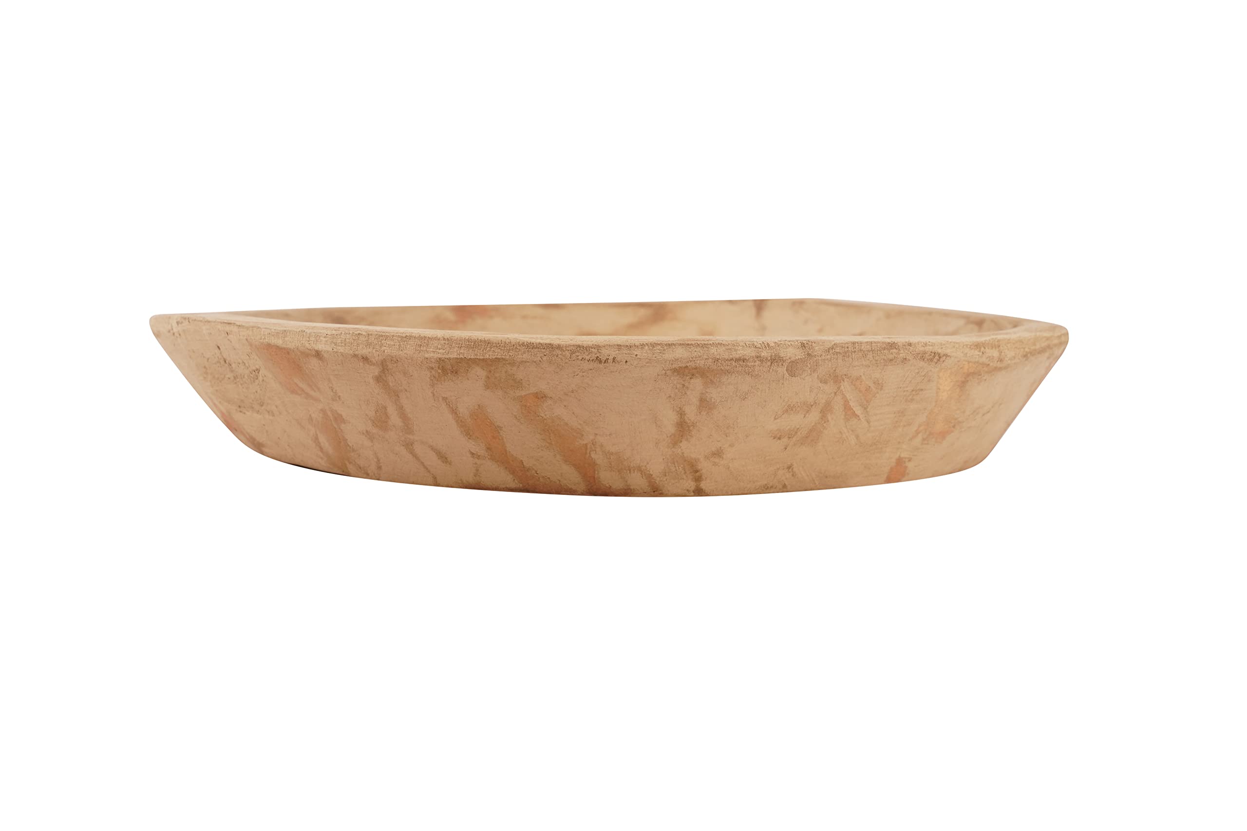Antique White Round Rustic Wooden Dough Bowl - Handcrafted Farmhouse Decor for Bread Making, Fruit Display & Centerpiece Decorations