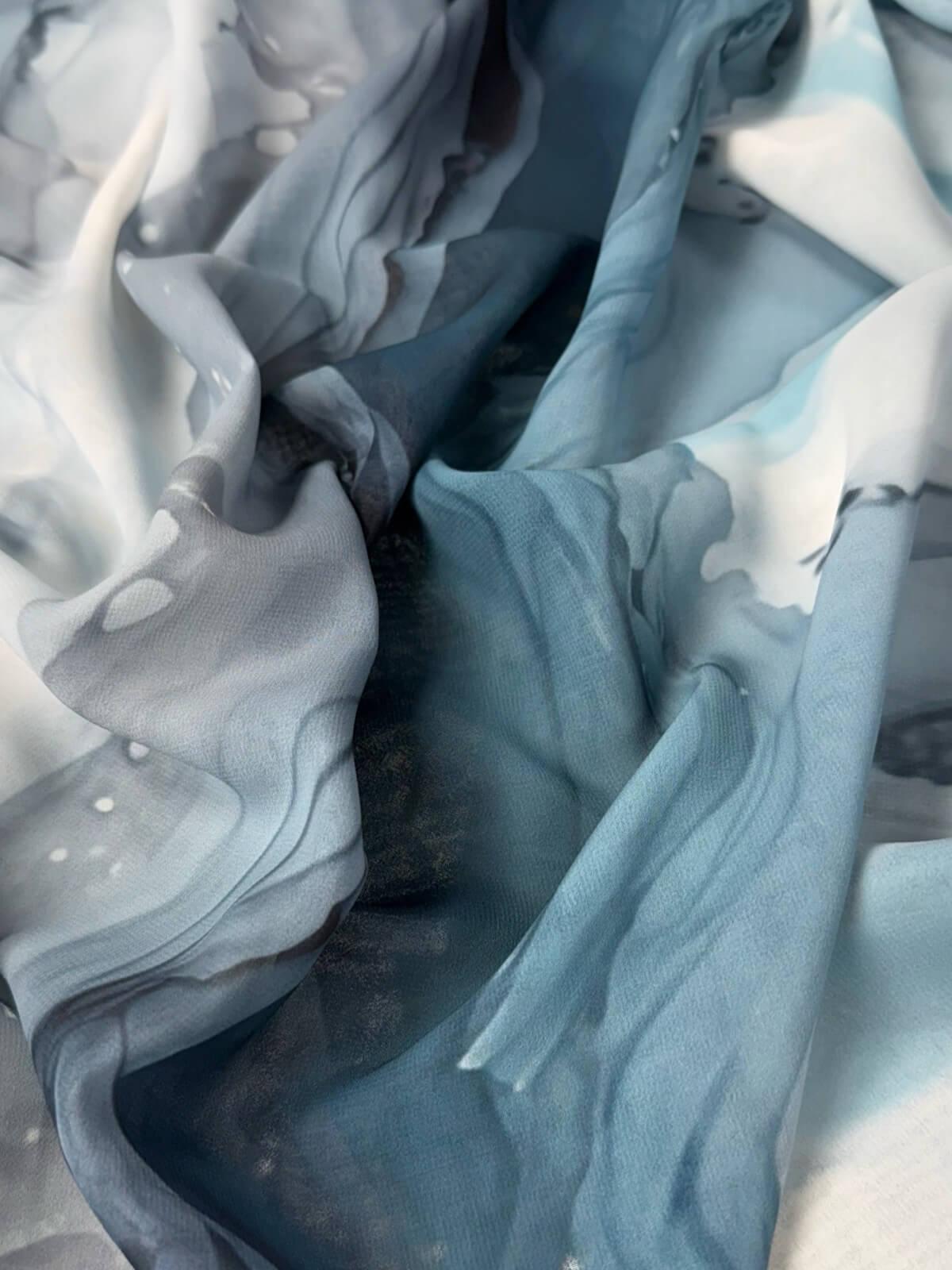 Printed Chiffon Hijab Scarf - Tidal Teal Color - Lightweight & Breathable for Women - Perfect for Daily Wear, Prayer, and Special Occasions