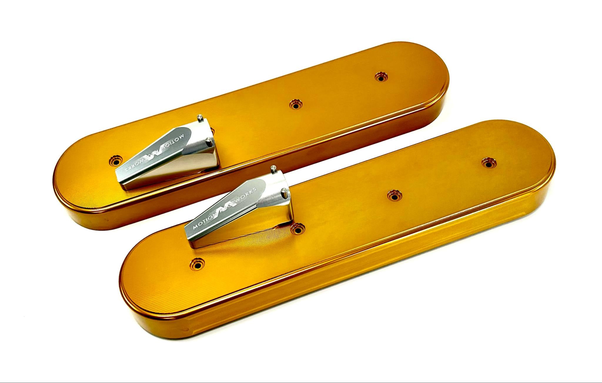 LS Xtra Clearance Race Gold Anodized Billet Valve Covers - High Performance Engine Upgrade for Hot Rods, Muscle Cars & Racing Vehicles