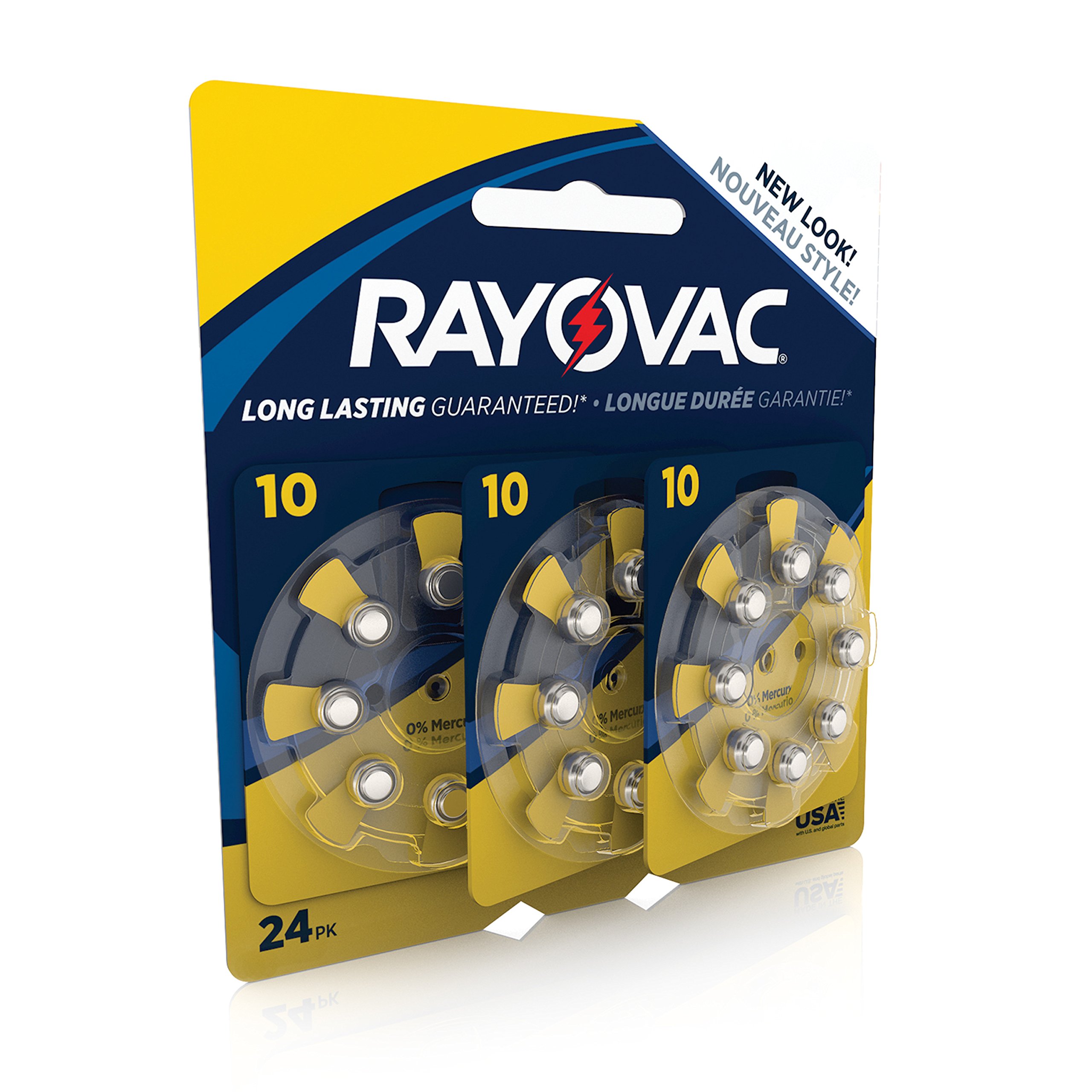 RAYOVAC Size 10 Hearing Aid Batteries - 24-Pack (L10ZA-24ZMB) - Long-Lasting Zinc-Air Power for Hearing Devices | Perfect for Travel, Daily Use & Emergency Preparedness