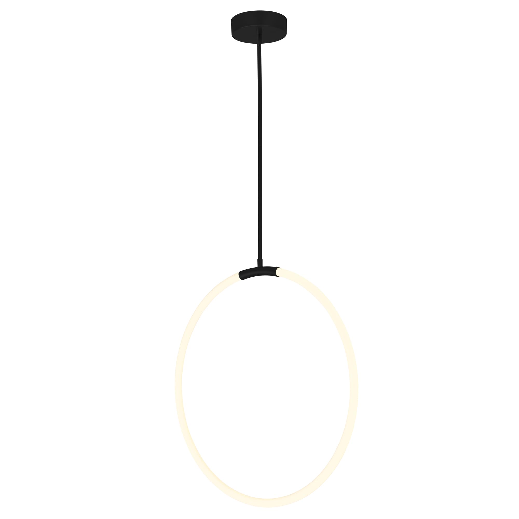 Modern Black LED Chandelier - CWI Lighting 1-Light Contemporary Metal Hoop Fixture for Dining Room, Bedroom or Living Room Ceiling Lighting
