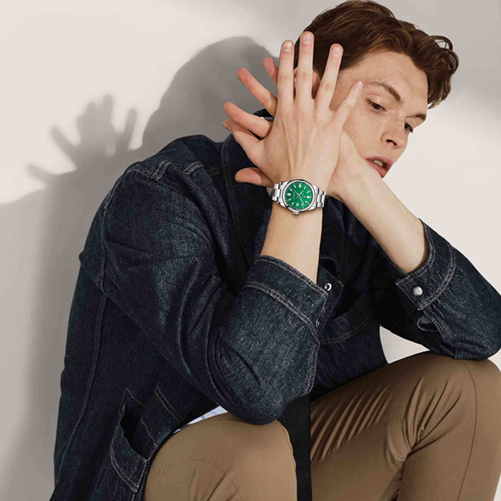 Waterproof Stainless Steel Men's Watch - Analog Chronograph Dress Watch with Luminous Hands | Fashionable & Easy to Read | Perfect Gift for Him | Ideal for Business, Formal Events & Everyday Wear