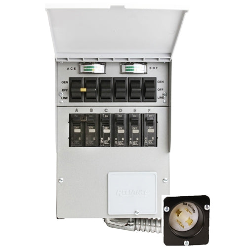 Reliance 206A 20 Amp 6-Circuit Indoor Transfer Switch - 120/240V Manual Power Transfer Panel for Home Backup Generator - Perfect for Emergency Power Outages & RV Use