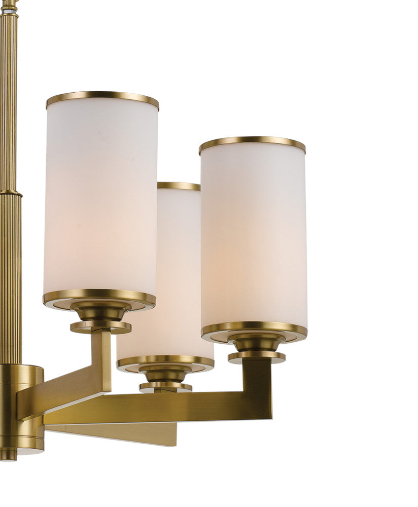 Ahern 6-Light Brass and Opal Glass Pendant Light Fixture - Modern Dining Room, Kitchen Island, or Entryway Lighting