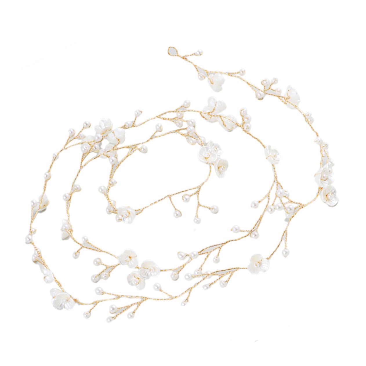 POPETPOP 2-Piece Pearl Wedding Headpiece Set for Brides - Elegant Bridal Hair Accessories with Flower Vine Design (European & American Style) - Perfect for Weddings, Proms, and Formal Events