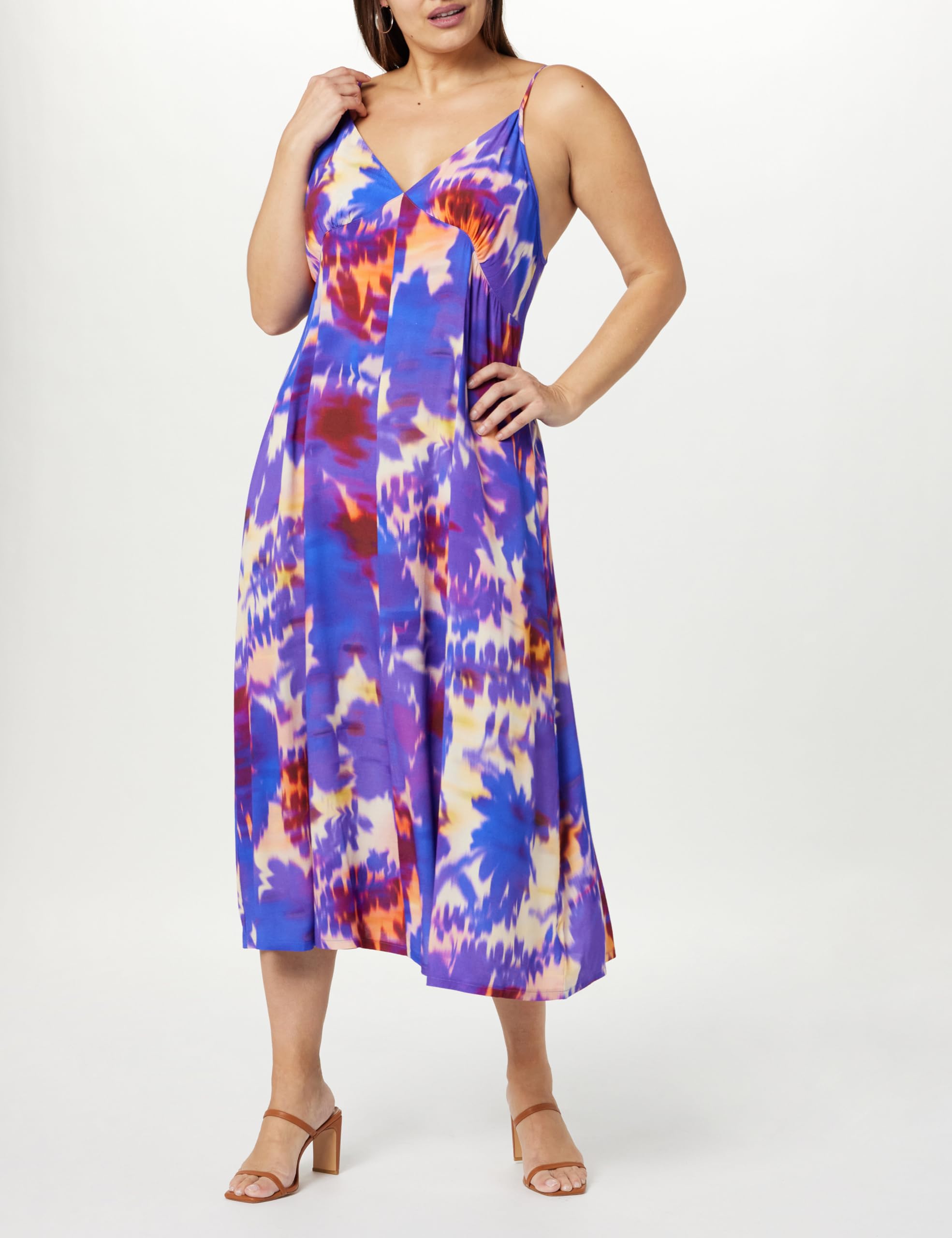 The Drop Women's Isa V-Neck Maxi Dress - Flowy Long Summer Dress with Side Slits | Perfect for Beach, Vacation & Casual Outings