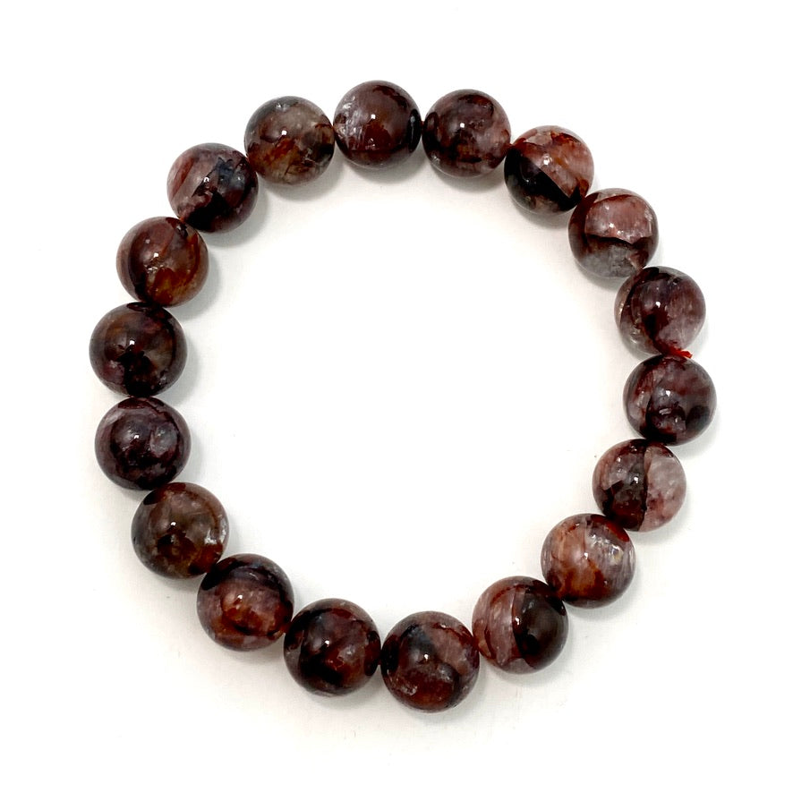 Natural Red Hematoid Fire Quartz Bracelet for Women - Healing Crystal Energy Jewelry for Meditation, Chakra Balancing & Spiritual Protection