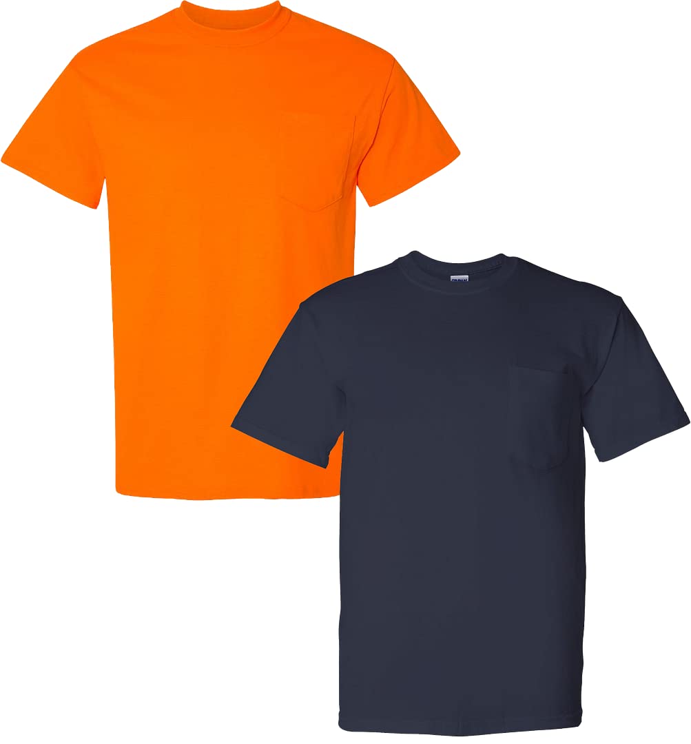 Gildan Men's DryBlend Pocket Work T-Shirts 2-Pack - Moisture Wicking Crew Neck Tees for Construction, Landscaping & Outdoor Work