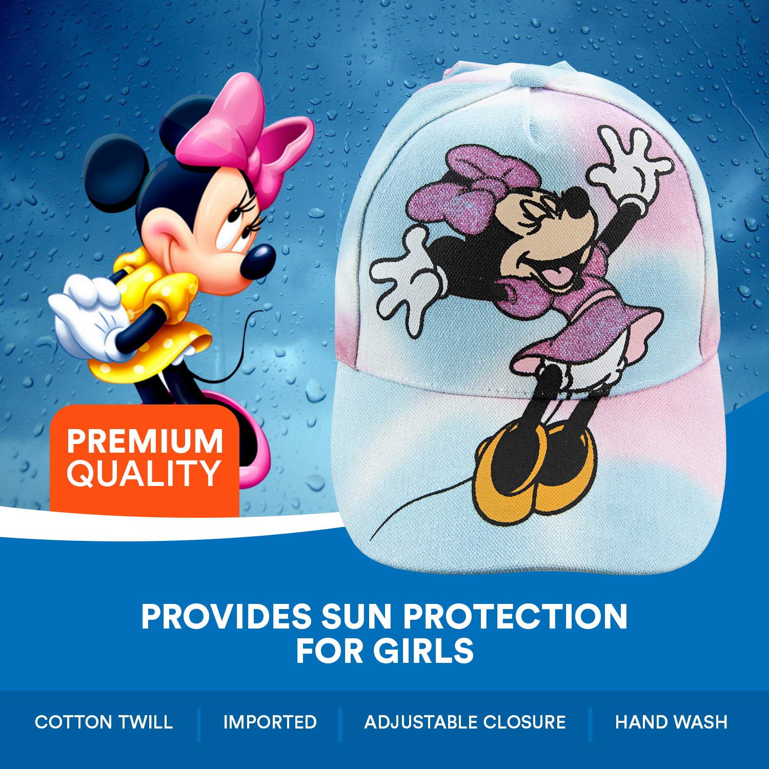 Disney Minnie Mouse Baseball Cap for Girls - Cute Adjustable Kids Hat for Outdoor Play, School, and Disney Theme Parties