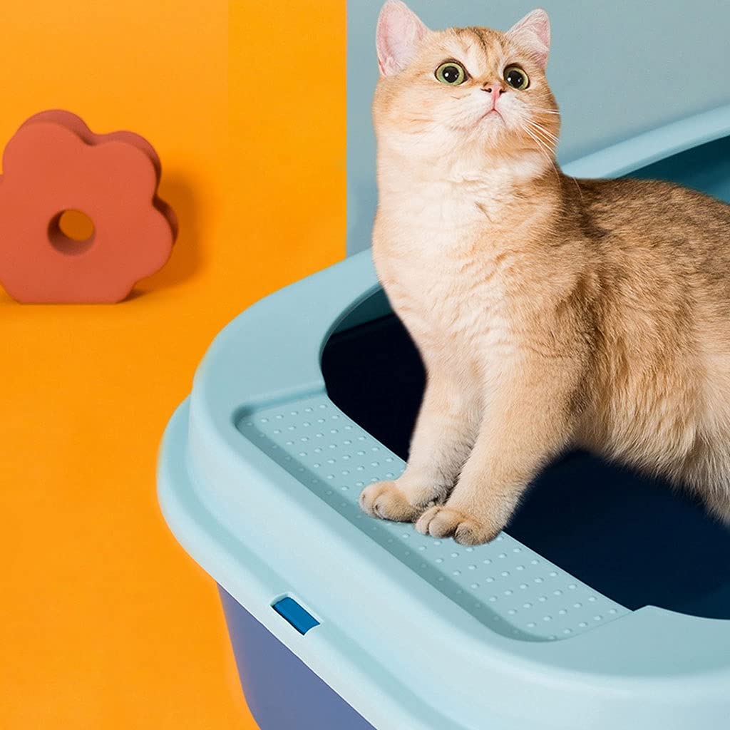 Large Space Semi-Enclosed Cat Litter Box - Splash-Proof & Easy Cleaning Cat Toilet for Indoor Cats - Perfect for Small Apartments & Multi-Cat Homes (Color: C)