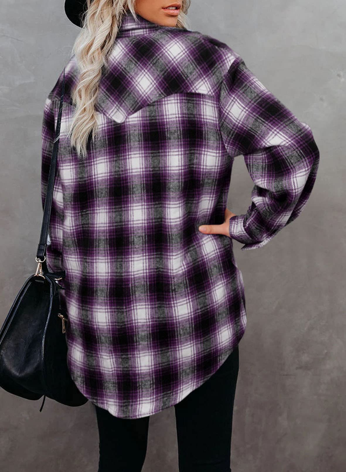 BTFBM Women's Plaid Flannel Shacket - Long Sleeve Button Down Casual Shirt Jacket for Fall & Spring | Loose Fit Blouse Top for Outdoor Activities, Work & Weekend Wear (2025 Fashion)