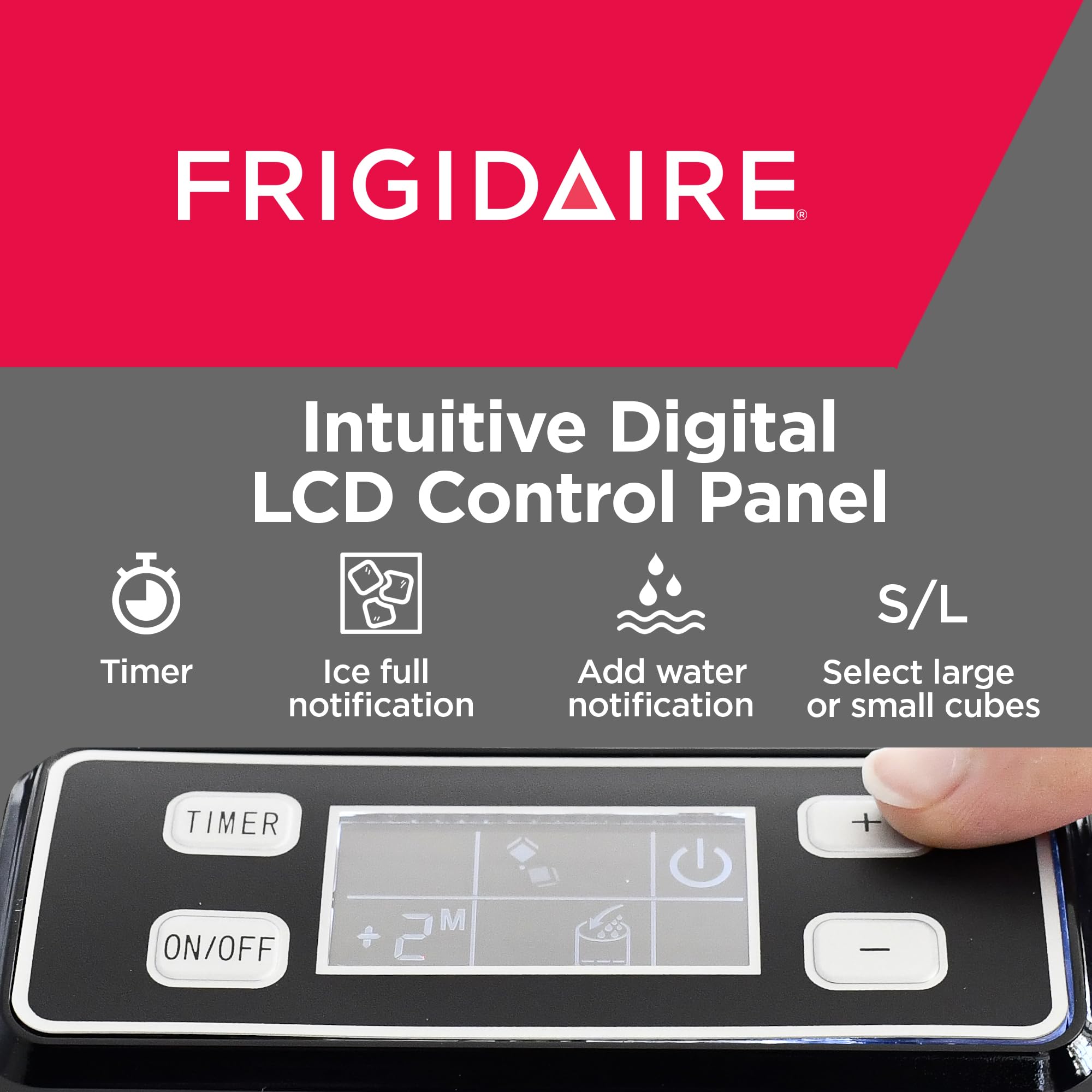 Frigidaire EFIC452-SSRED XL Commercial Ice Maker - 40 lbs. Daily Clear Square Ice Cubes, Stainless Steel & Red Finish - Perfect for Restaurants, Bars, and Home Entertaining
