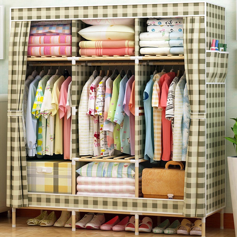 Portable Non-Woven Fabric Wardrobe Closet - Free Standing Clothes Storage Organizer with Detachable Design (67.5