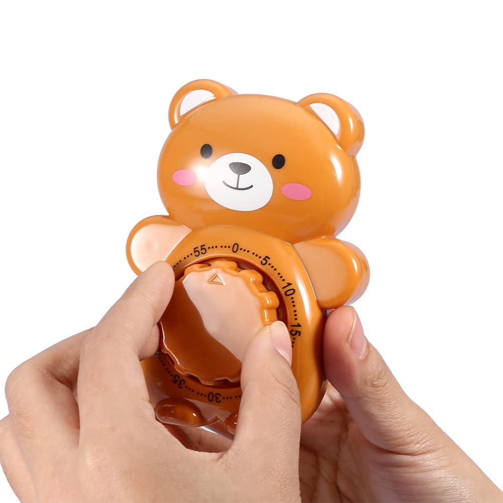 Cute Bear Mechanical Kitchen Timer - Manual Alarm for Cooking & Baking