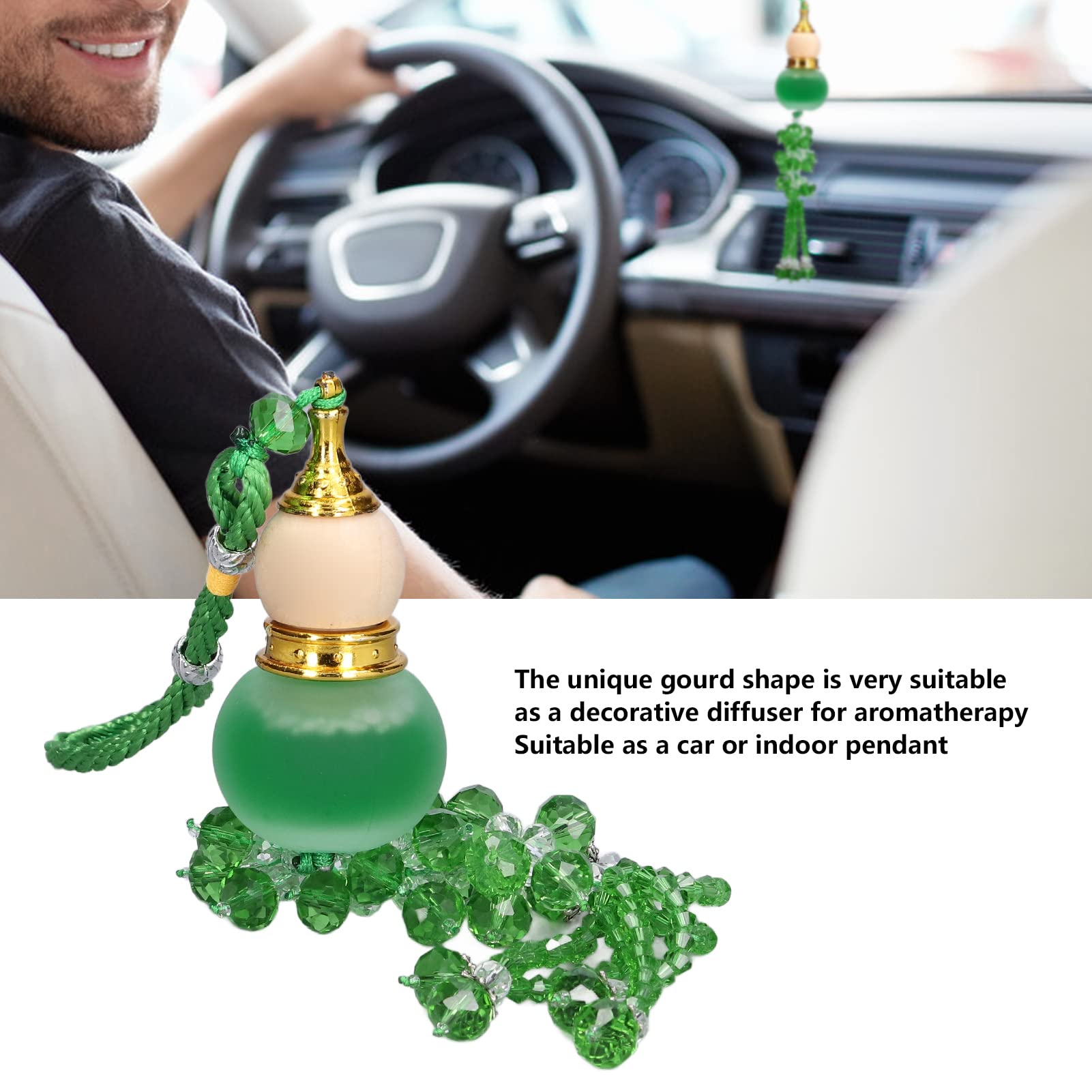 Premium Car Perfume Pendant - Elegant Hanging Air Freshener for Vehicles with Refillable Scent, Stylish Interior Decor & Unique Gift Idea (Green) | Perfect for Cars, SUVs, Office Spaces & Home Fragrance